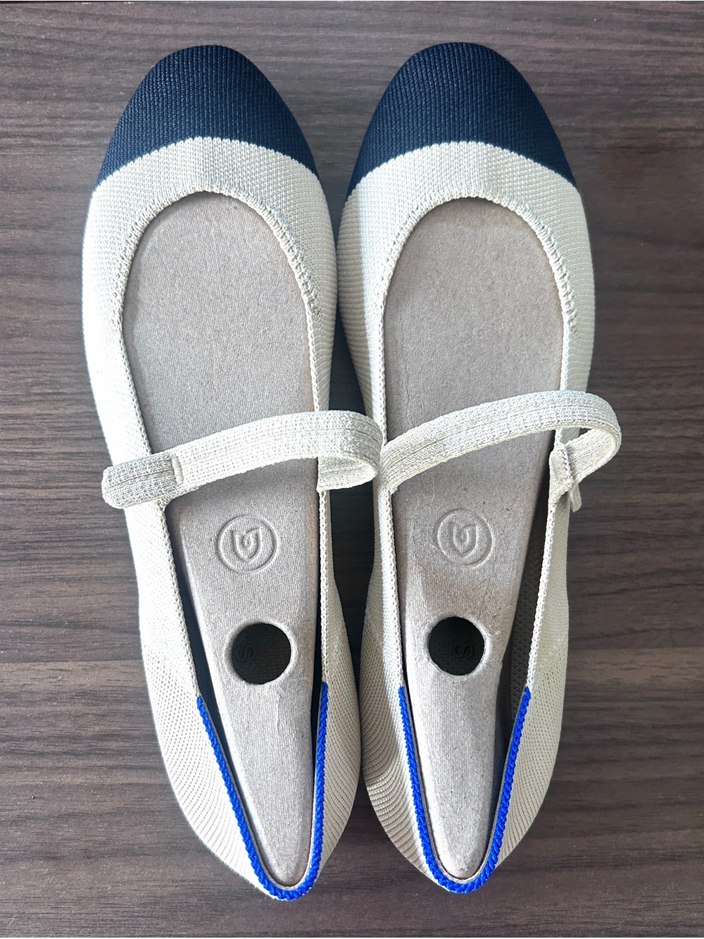 Rothy's The Square Mary Jane Cream Captoe Knit Flats Size 10